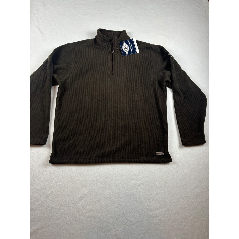 Charles River Apparel Mens Large Brown Ribbed Fleece Quarter Zip Pullover